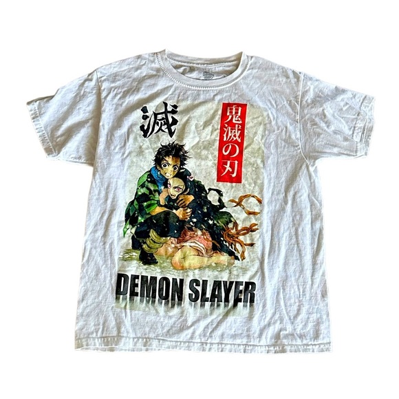 {Demon Slayer Anime} "Tanjiro & Nezuko" printed graphic short sleeve T-shirt - Picture 1 of 5